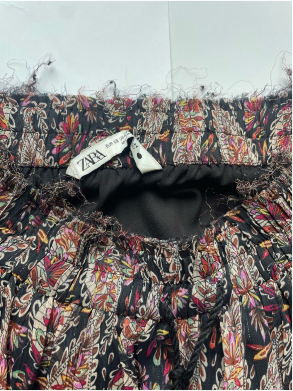ZARA Boho Paisley Tiered Maxi Skirt | Drawstring Waist | Size xs - Picture 5 of 5